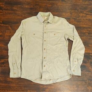 FAHERTY sunwashed knit shirt M costal sage long sleeve mens button down